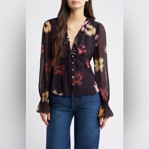 Rails‎ Alixa Floral Ruffle Button-Up Shirt size M